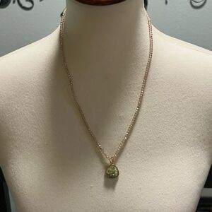 Elegant Rose Gold Necklace with Green Pendant #PDNK2